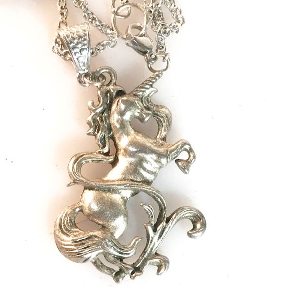 Unicorn Silver Pendant Necklace Gift Fantasy Cute Tween Boho - Picture 3 of 6